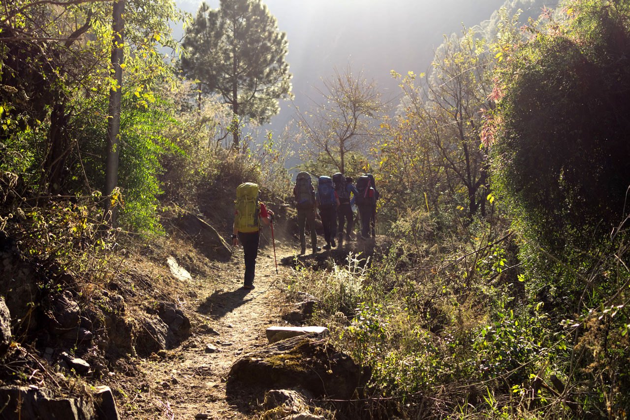 Trekkers in Langtang Valley