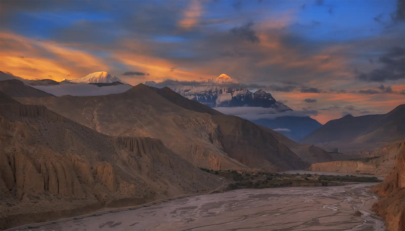 A beautiful sunrise seen from Chaile in Upper mustang Nepal.