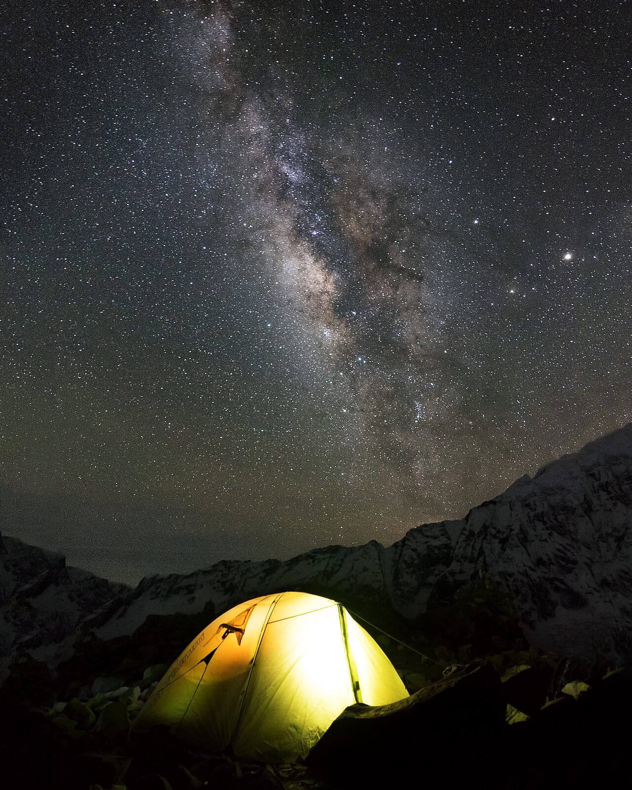 Tharpu Chuli or Tent Peak Climbing at Nighttime