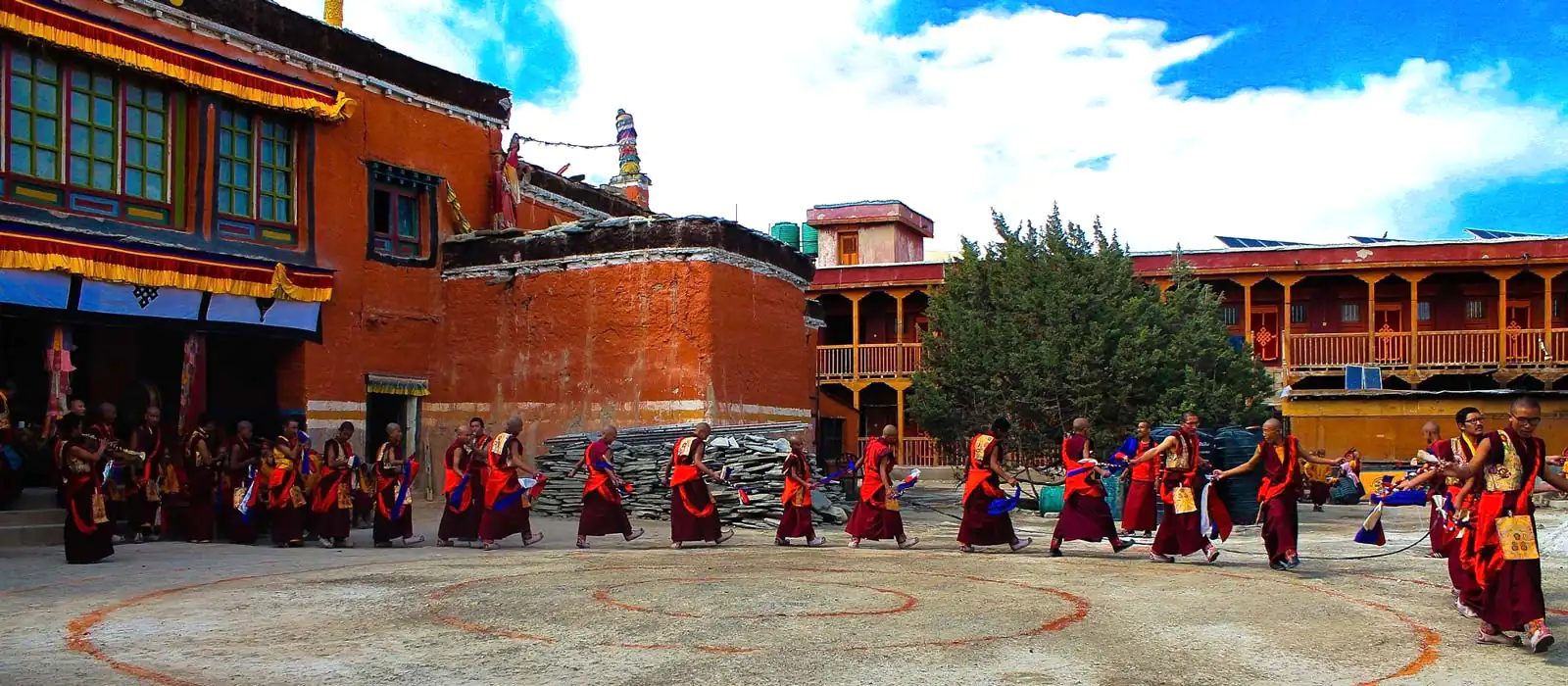 Monks in Tiji Festival Trek