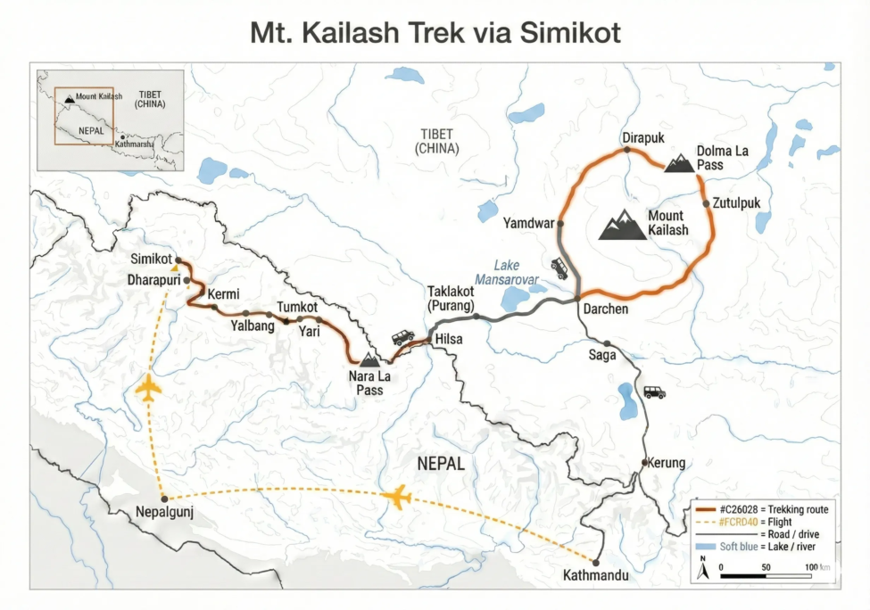 Kailash Trek via Simikot Map