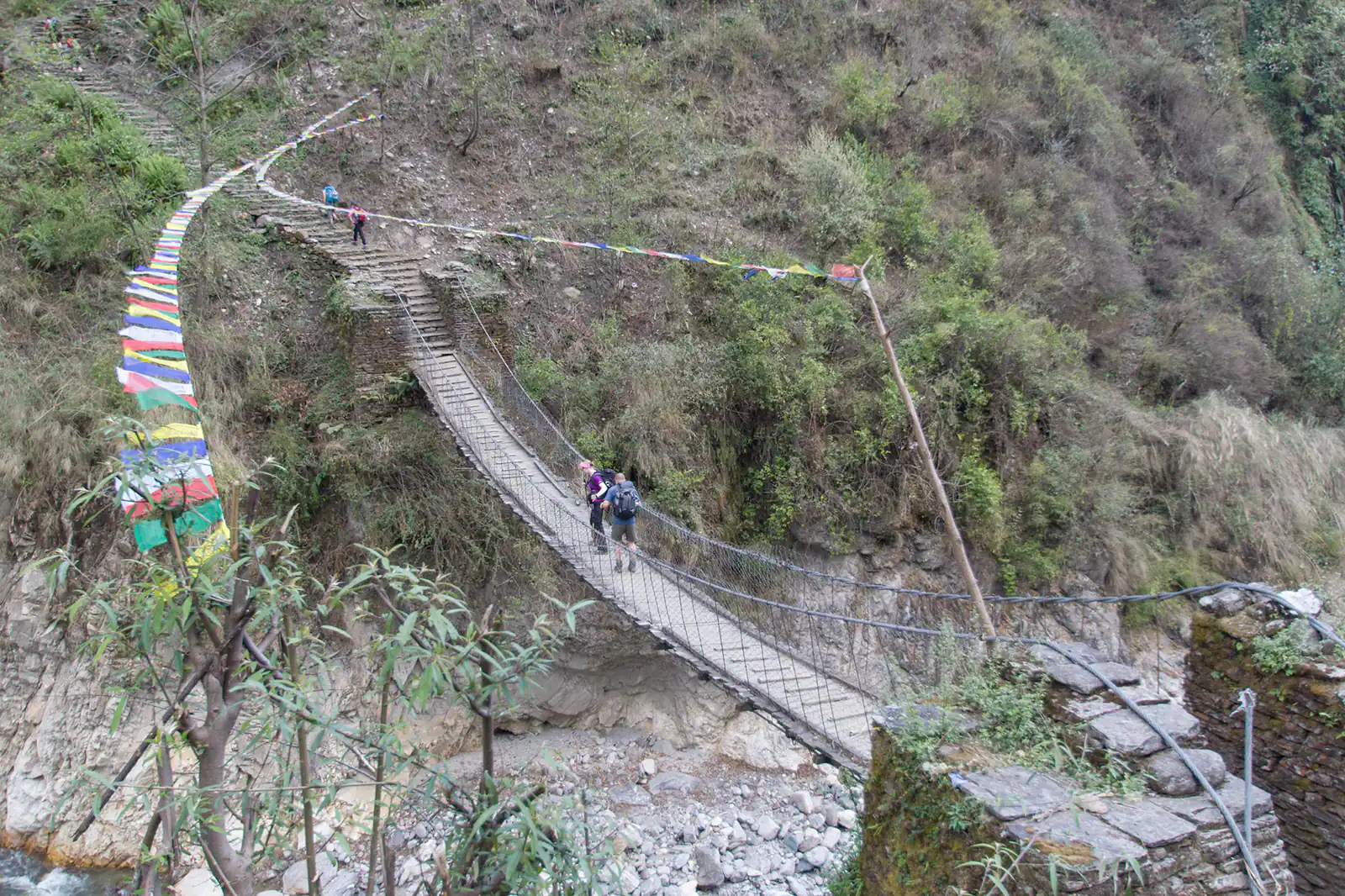 Suspension bridge in Annapurna Sanctuary Trek
