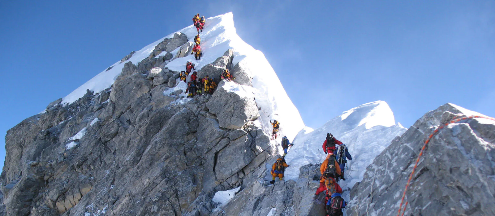 Climbers ascending Mount Everest