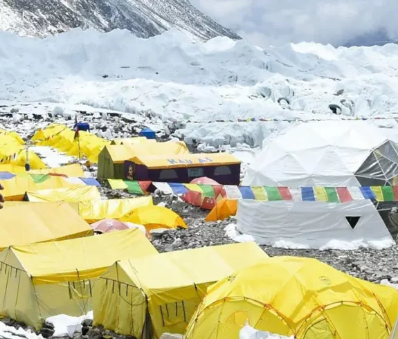 Nepal's mountaineer Kami Rita Sherpa poses for a picture during an interview with AFP at the Everest base camp in the Mount Everest