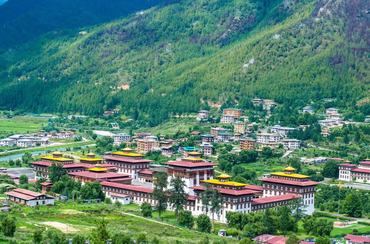 Vista aérea de Thimphu Dzong