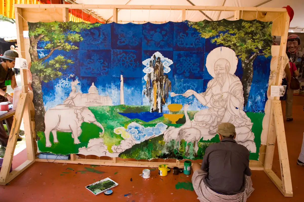 Traditional Painting by Asha Kama from Bhutan (zorig chusum)