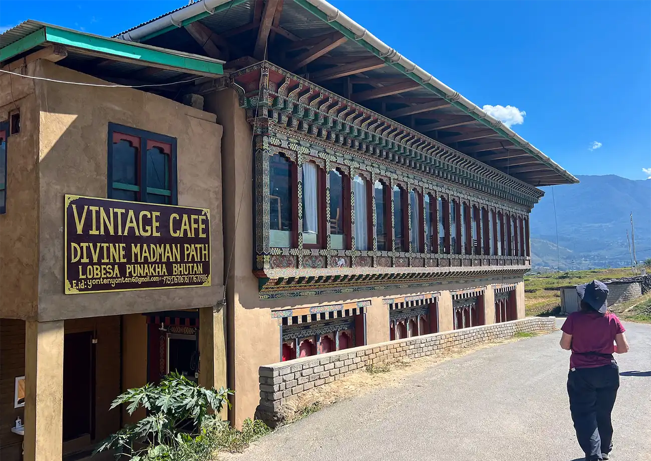 Vintage Café on Divine Madman Path in Lobesa, Punakha, Bhutan