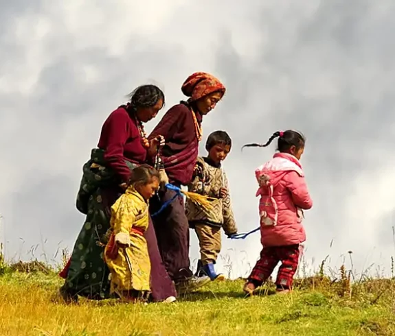 Monks going for meditation