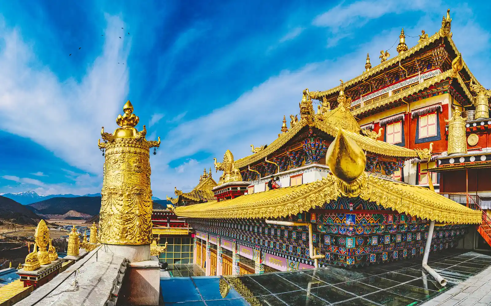 The golden roofs of Ganden Sumtseling Monastery in Shangri-la.