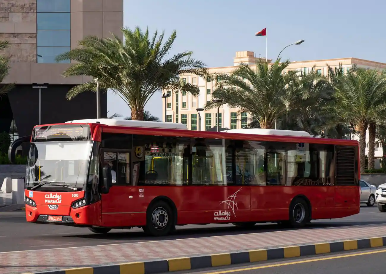 Mwasalat red bus in Muscat