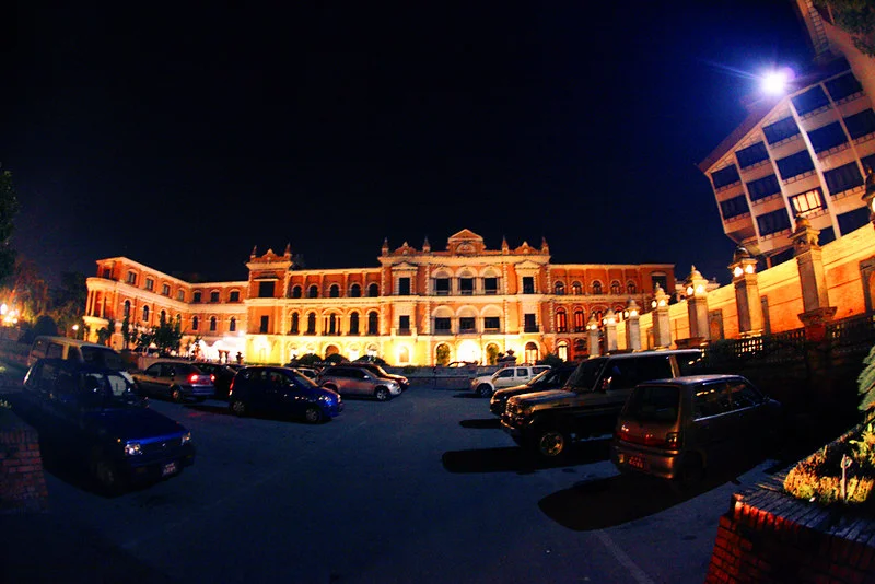 Best 5-Star Hotels in Kathmandu featuring Hotel Yak & Yeti at night with a grand heritage façade, warm exterior lighting, and a spacious entrance courtyard