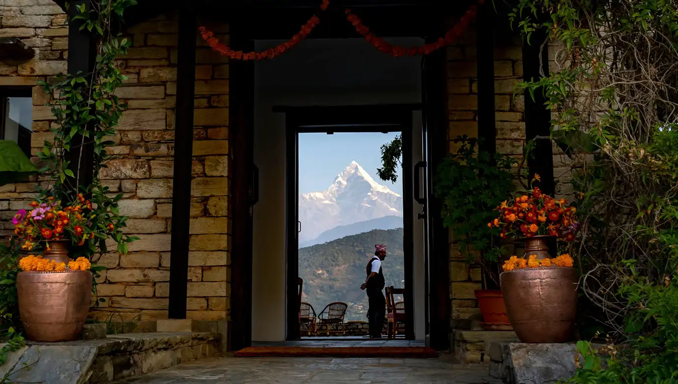 Mountain views from a luxury lodge.