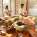 Ayurveda in Sri Lanka is showcased as guests receive traditional herbal treatments from practitioners at a doctor-led wellness retreat.